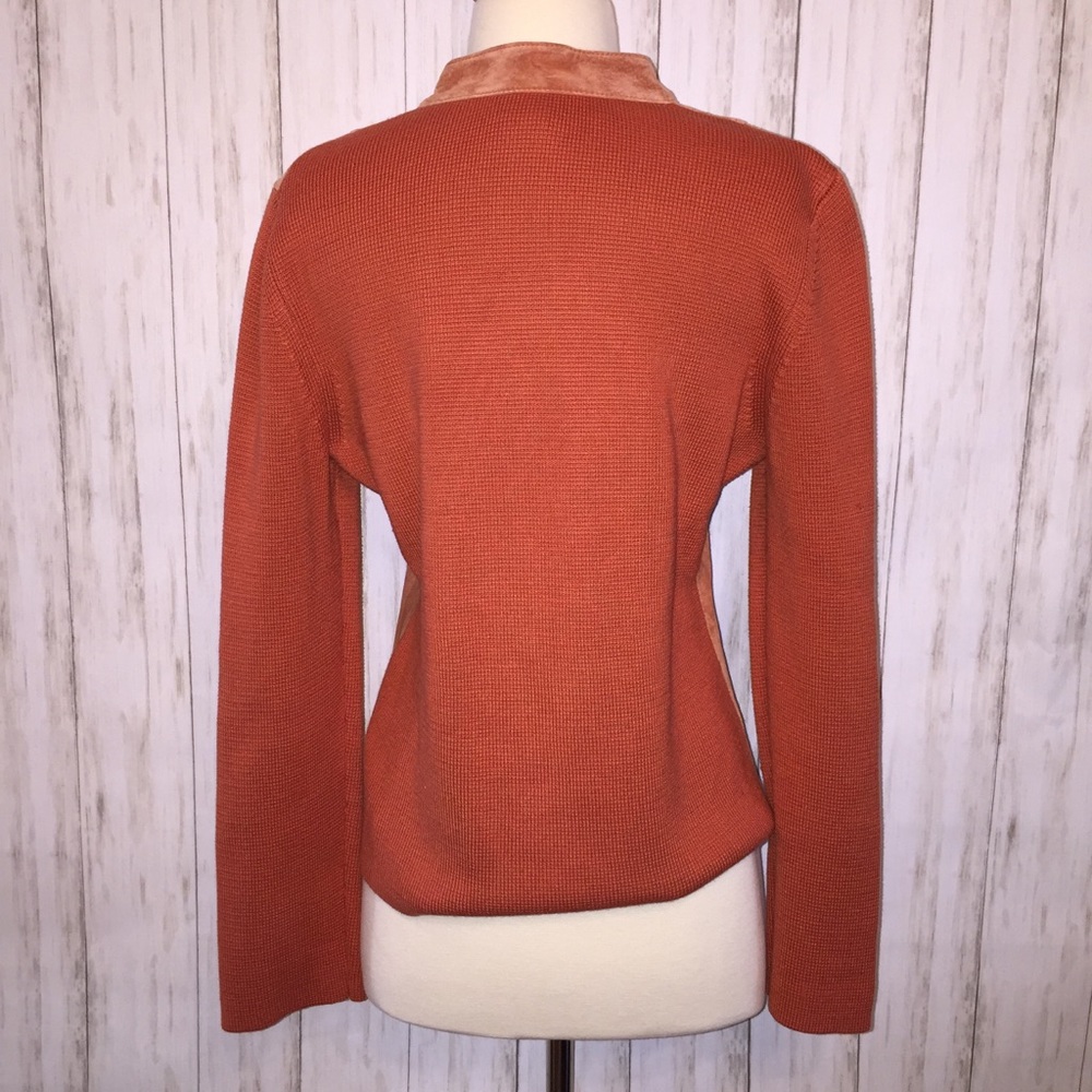 Sigrid Olsen | Soft Orange Rust Leather Jacket M - image 5